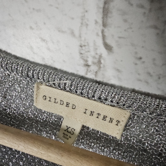 GUILDED INTENT Loose-knit Metallic Dolman Top, XS - Picture 6 of 7